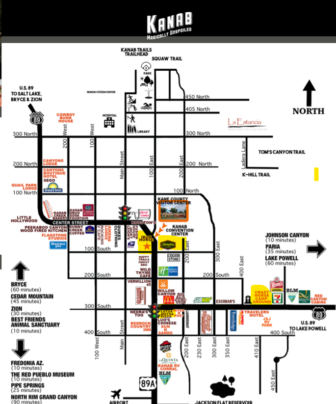 Kanab Town Centre Map 